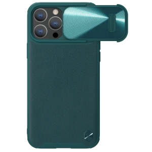 Etui Nillkin CamShield Leather S Case etui iPhone 14 Pro Max pokrowiec z osłoną na aparat zielone