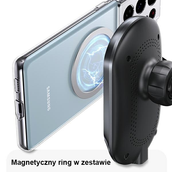 USAMS Magnetyczny uchwyt indukcyjny Wireless Charging 15W do kratki went. czarny/black CD182ZJ01 (US-CD182)