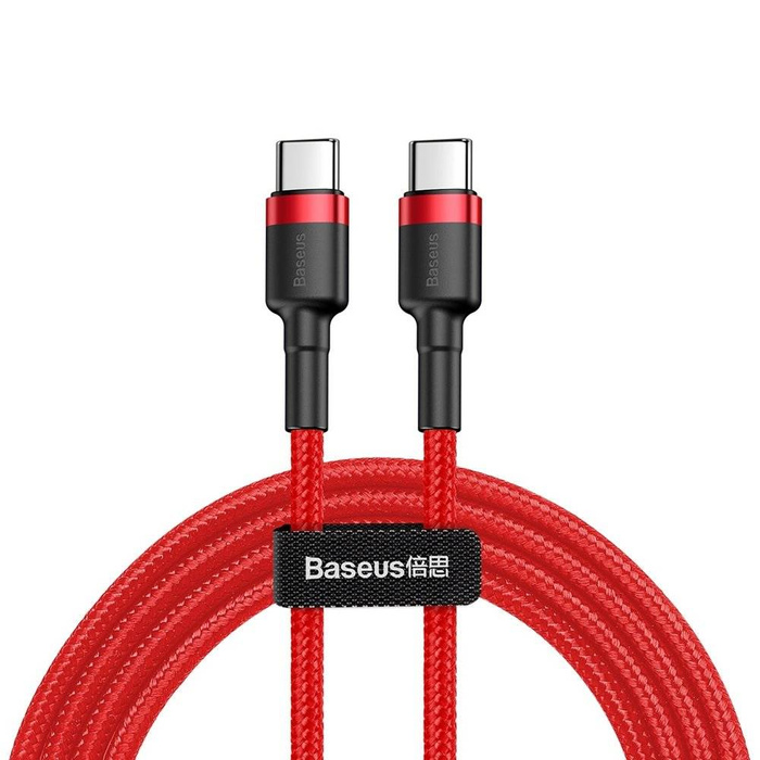 Baseus Cafule Cable wytrzymały nylonowy kabel przewód USB-C PD / USB-C PD PD2.0 60W 20V 3A QC3.0 2M czerwony (CATKLF-H09)