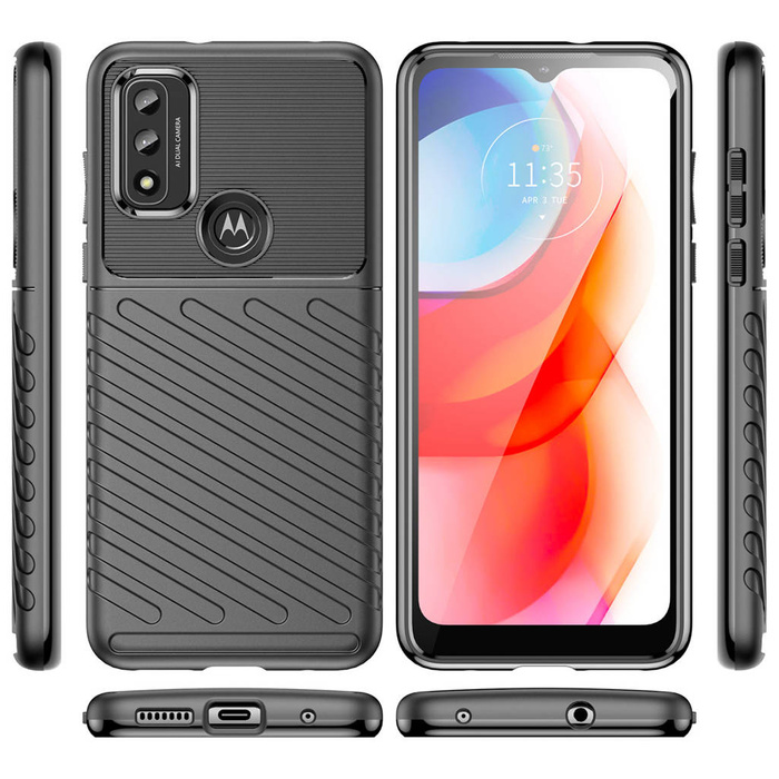 Thunder Case elastyczne pancerne etui pokrowiec Motorola Moto G Play 2022 czarny