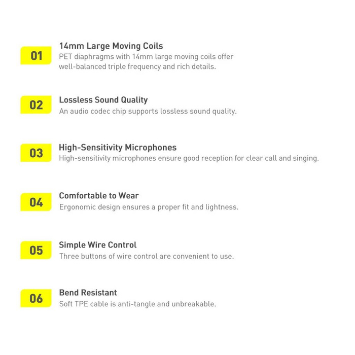 Baseus Encok H17 słuchawki przewodowe minijack 3.5mm biały (NGCR020002)