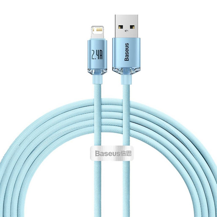 Baseus Crystal Shine Series kabel USB - Lightning 2,4A 20W 2m niebieski (CAJY001203)