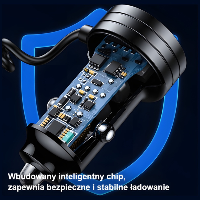 USAMS Ład. sam. 2xUSB-C 1xUSB-A C33 60W with spring cable Fast Charge czarny/black CC167CC01 (US-CC167)