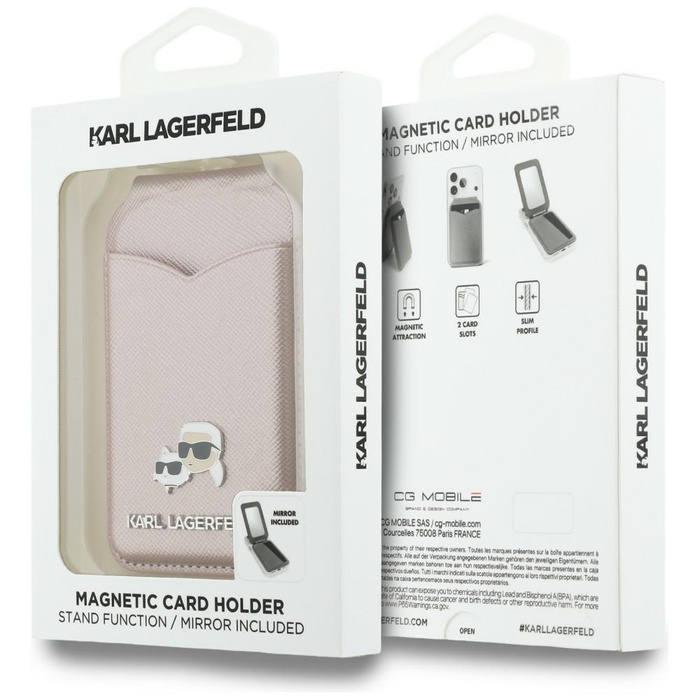 Portfel z lusterkiem Karl Lagerfeld      Stand Mirror MagSafe różowy