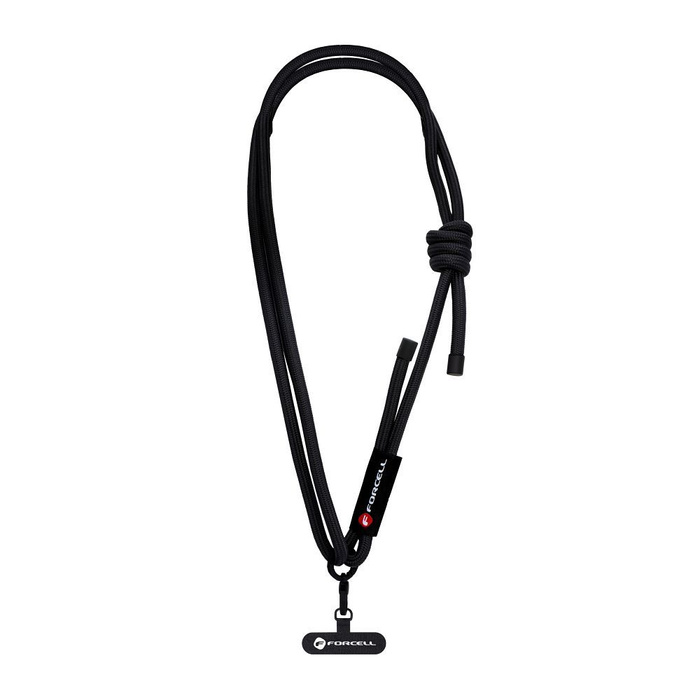 Smycz do telefonu crossbody z regulacją długości Forcell F-Design S10X165 (max 82,5cm w pętli) czarna