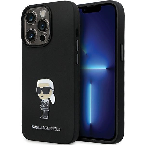 Etui Karl Lagerfeld KLHCP14XSMHKNPK iPhone 14 Pro Max 6.7" czarny/black Silicone Ikonik Metal Pin