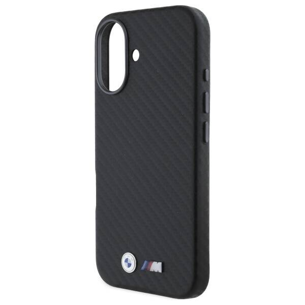 Etui BMW iPhone 16 czarny/black hardcase Carbon Wrapped Metal