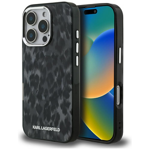 Etui Karl Lagerfeld IML Leopard Pattern MagSafe do iPhone 16 Pro Max czarny