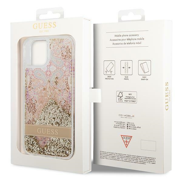 Etui Guess GUHCP14MLFLSD iPhone 14 Plus 6,7" złoty/gold hardcase Paisley Liquid Glitter