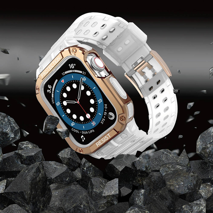 Protect Strap Band opaska z etui do Watch 7 / 6 / 5 / 4 / 3 / 2 / SE (41 / 40 / 38mm) obudowa pancerny pokrowiec na zegarek różowy