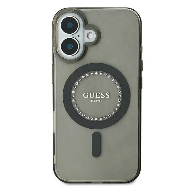 Etui Guess iPhone 16 Plus 6.7" czarny/black hardcase IML Rhinestones MagSafe