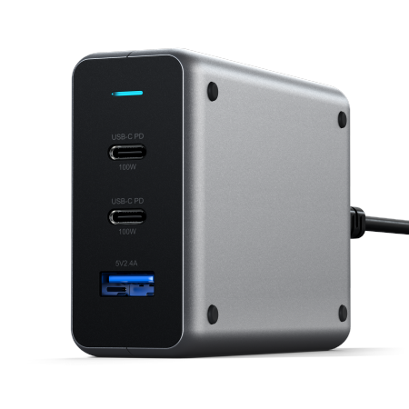 Satechi USB-C PD GaN Charger 100W - ładowarka sieciowa 100W, 2x USB-C, 1x USB-A (space gray)