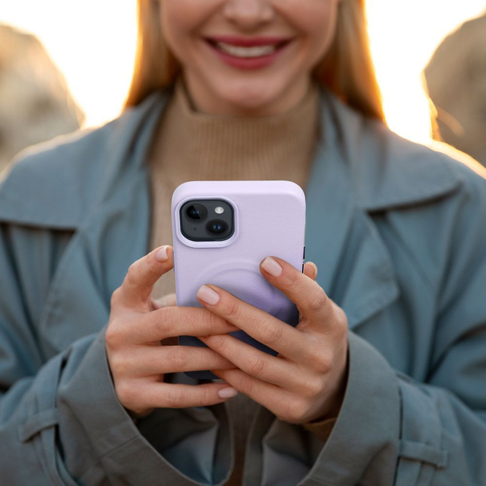 ROAR futerał LEATHER MAG kompatybilny z MagSafe do IPHONE 13 Pro Fioletowy