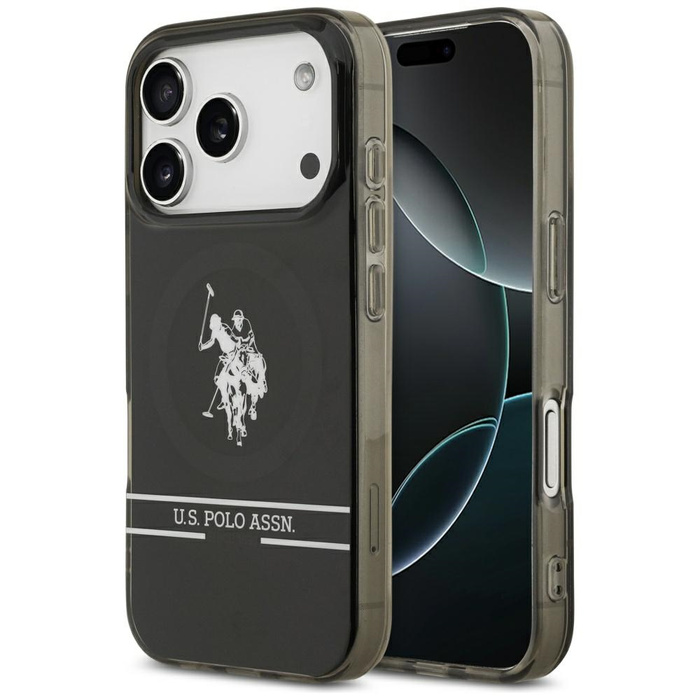 Etui US Polo DH and Bottom Stripe Logo   MagSafe do iPhone 17 Pro czarny