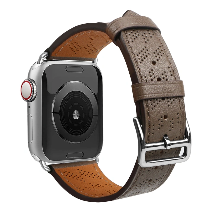 Pasek skórzany Strap Leather do Apple Watch 42 / 44 / 45 / 49 mm opaska bransoleta - ciemnobrązowy