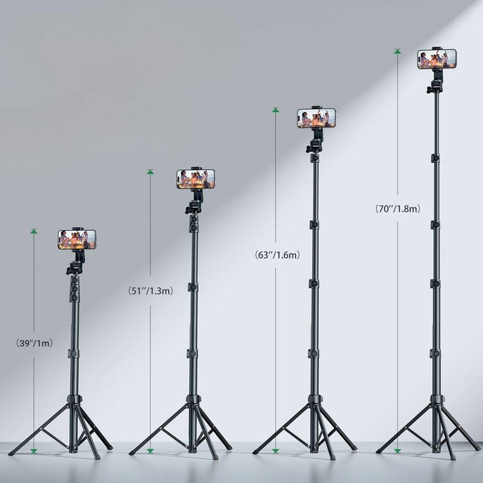 Selfie stick Ugreen LP680 ze stojakiem i pilotem Bluetooth 1.8m - czarny