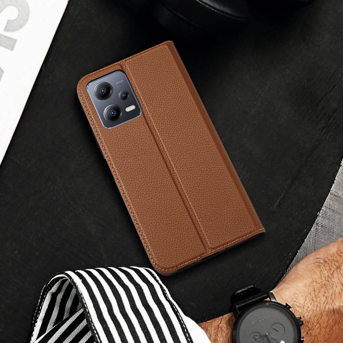 Etui Dux Ducis Skin X2 etui do Xiaomi Redmi Note 12 5G / Poco X5 5G pokrowiec z klapką portfel podstawka brązowe Case