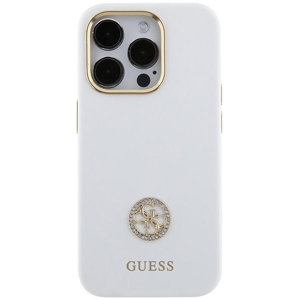 Etui Guess GUHCP15XM4DGPH iPhone 15 Pro Max 6.7" biały/white hardcase Silicone Logo Strass 4G Case
