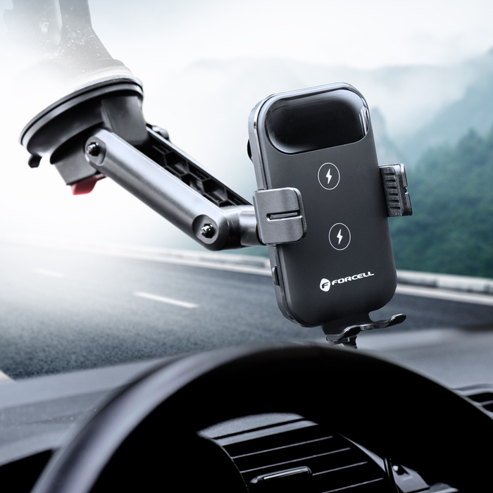 FORCELL uchwyt samochodowy do deski/szyby z ładowaniem indukcyjnym 15W HS4