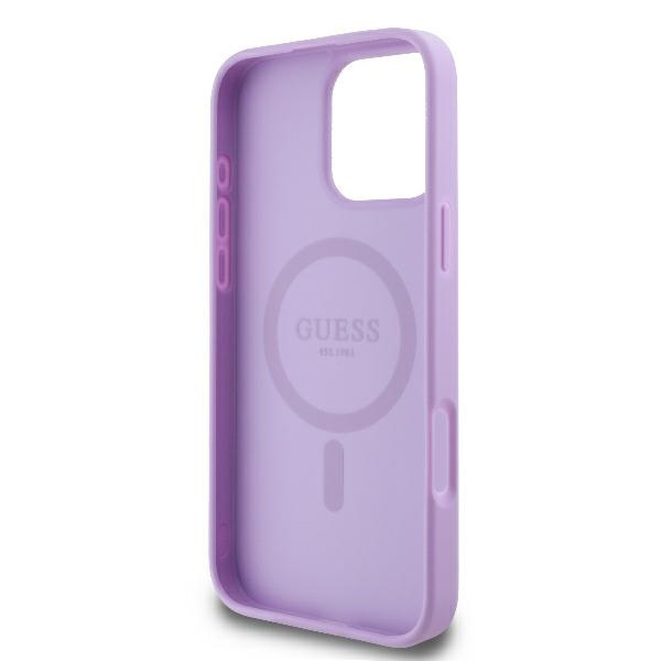 Etui Guess iPhone 16 Pro Max 6.9" purpurowy/purple hardcase Saffiano Peony Classic Logo MagSafe