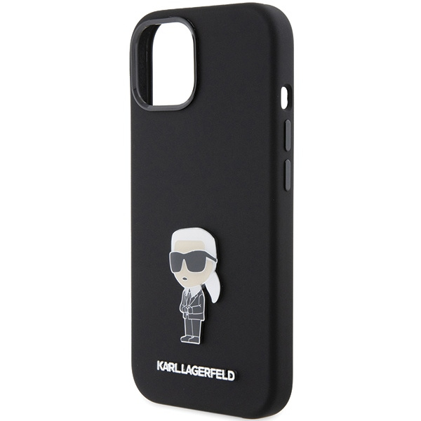 Etui Karl Lagerfeld KLHCP15SSMHKNPK iPhone 15 6.1" czarny/black Silicone Ikonik Metal Pin Case