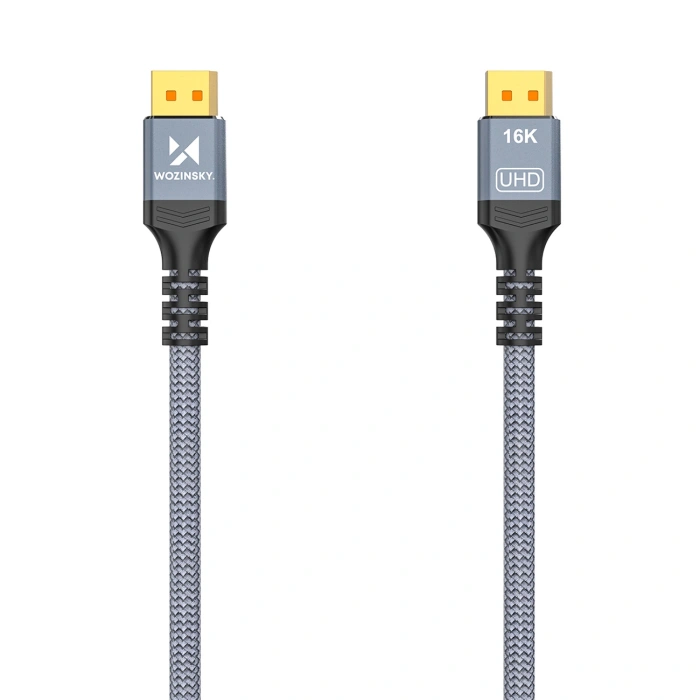 Kabel Wozinsky WPS-16AYL2S DisplayPort 2.1 Certyfikowany VESA 80 Gb/s 16K@60Hz 8K@120Hz 4K@240Hz HDR HDCP DSC 2m - czarny