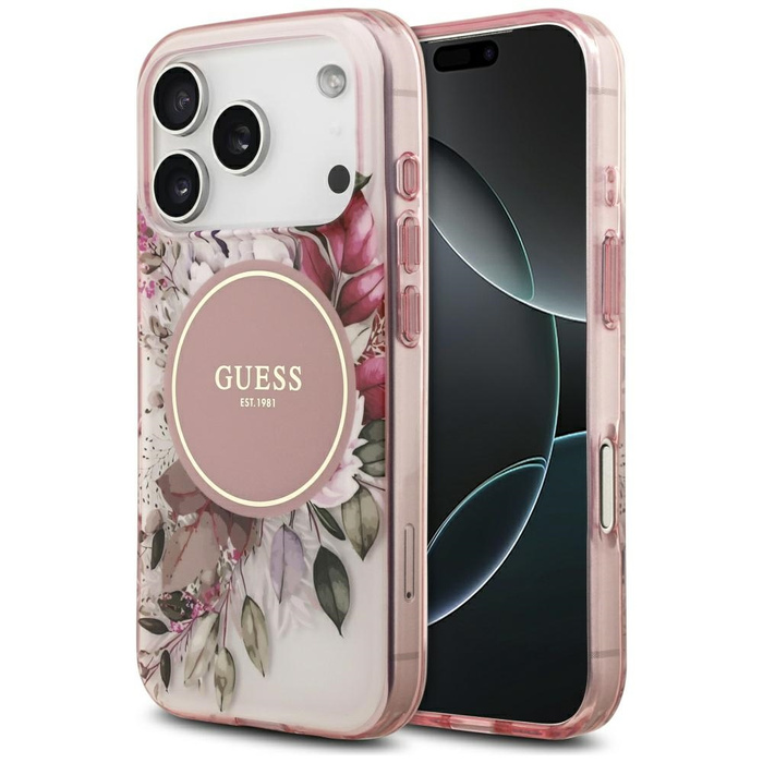 Etui Guess IML Flower & Tonal Circle     MagSafe do iPhone 17 Pro różowy