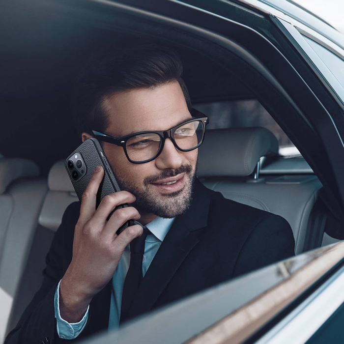 Dux Ducis Roma skórzane etui do iPhone 13 Pro Max elegancki pokrowiec z naturalnej skóry czarny