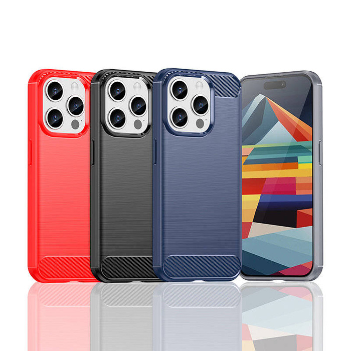Etui Elastyczne etui wzór karbon do iPhone 15 Pro Carbon Case - czarne Case
