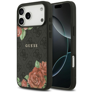 Etui Guess 4G Flowers Print MagSafe do   iPhone 17 Pro czarny