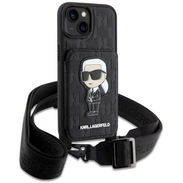Etui Karl Lagerfeld KLHCP14SCSAKHPKK iPhone 14 6.1" hardcase czarny/black Crossbody Saffiano Monogram Ikonik Case