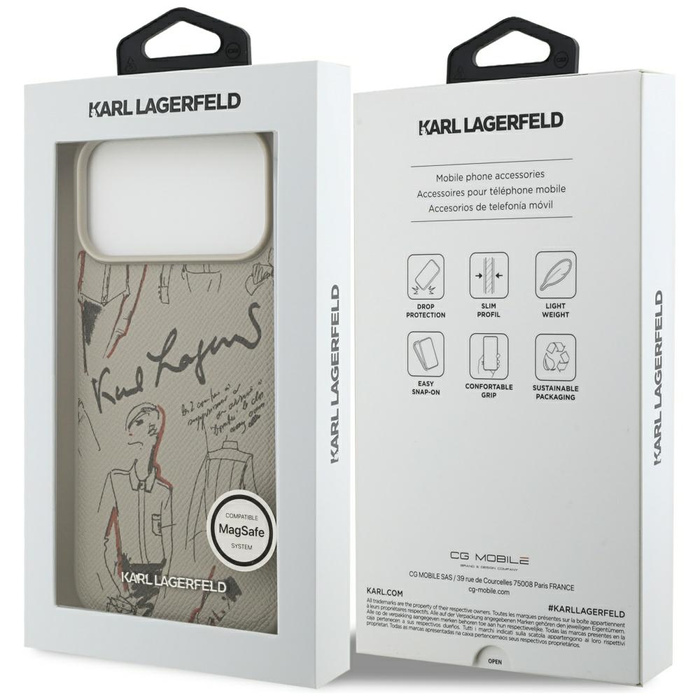 Etui Karl Lagerfeld Grained Pattern &    Logo MagSafe do iPhone 17 Pro Max szary