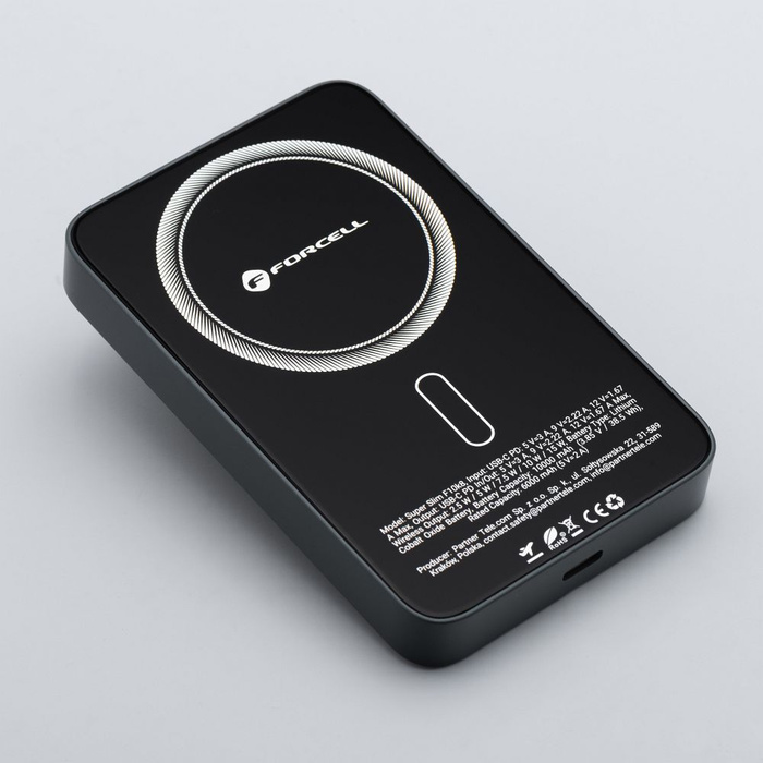 Powerbank zgodny z MagSafe Forcell F-Energy SuperSlim F10K8 QC4.0 PD3.0 15W 10000 mAh czarny 0INT