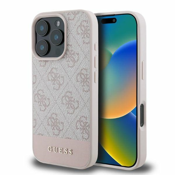 Etui Guess iPhone 16 Pro różowy/pink HC 4G PU Bottom Stripe