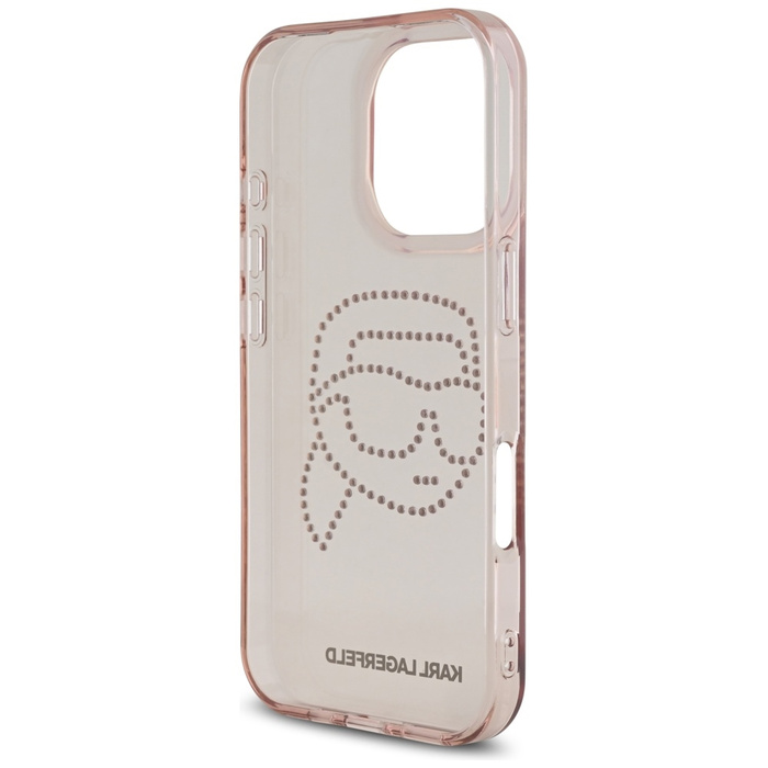 Etui Karl Lagerfeld IML Rhinestones Karl  Head do iPhone 16 Pro różowy