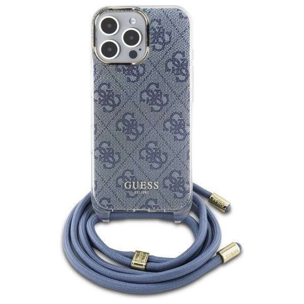 Etui Guess iPhone 16 Pro niebieski/blue hardcase Crossbody Cord 4G Print