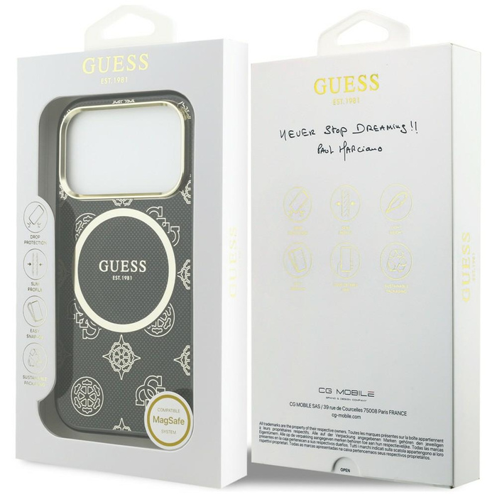 Etui Guess IML Peony Dot MagSafe do      iPhone 17 Pro czarny
