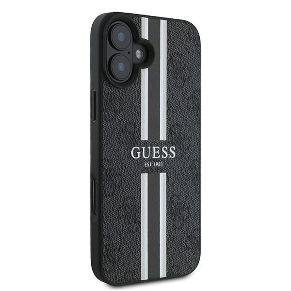 Etui Guess iPhone 16 Plus czarny/black MagSafe 4G Printed Stripes