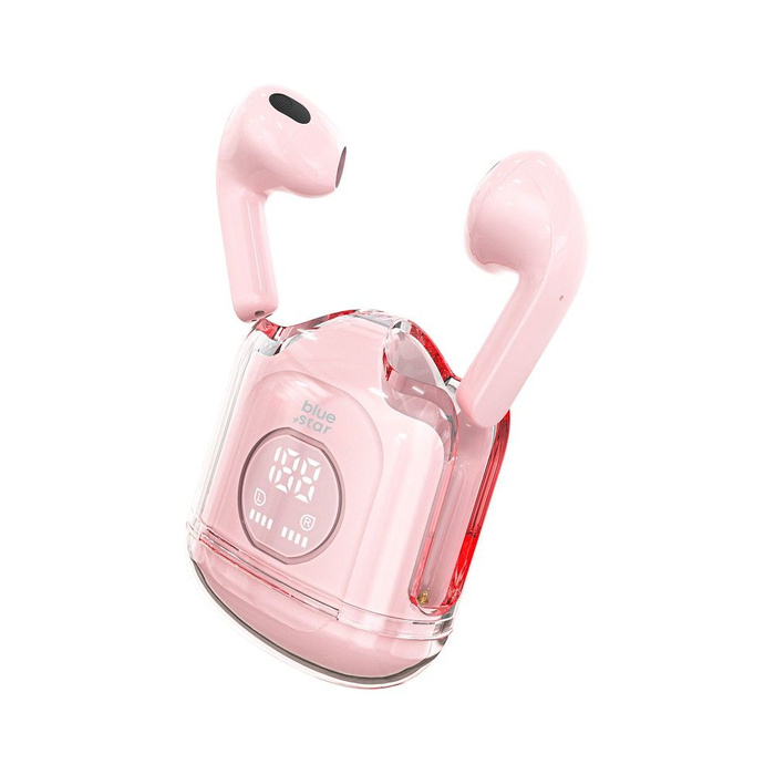Słuchawki bezprzewodowe douszne Blue Star Transparency Fi22 TWS różowe 