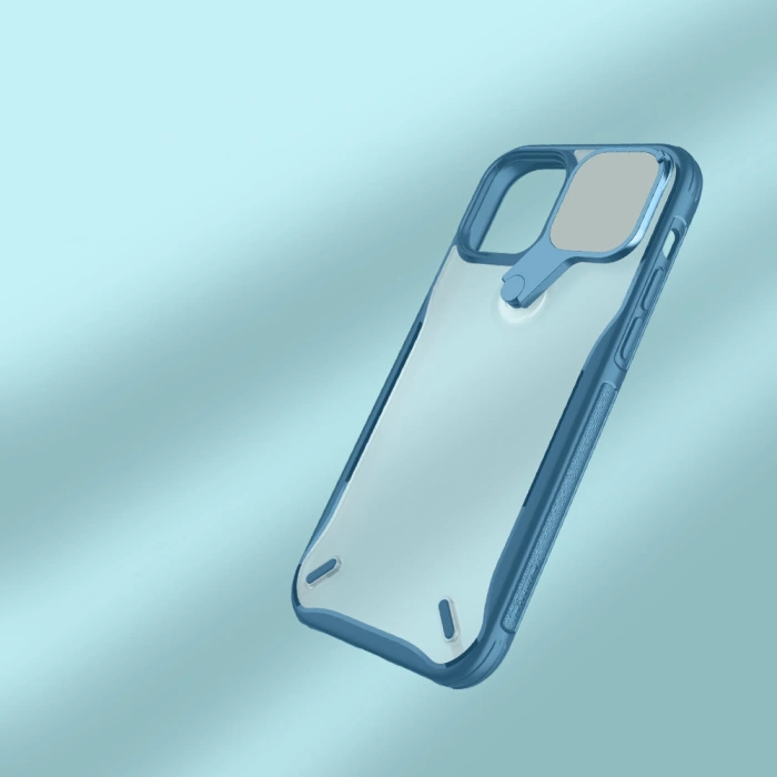 Etui Nillkin Cyclops Case wytrzymałe etui z osłoną na aparat i składaną podstawką iPhone 13 Pro Max niebieski