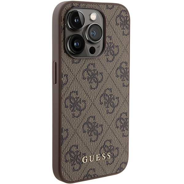 Etui Guess GUHCP15LG4GFBR iPhone 15 Pro 6.1" brązowy/brown hard case 4G Metal Gold Logo Case