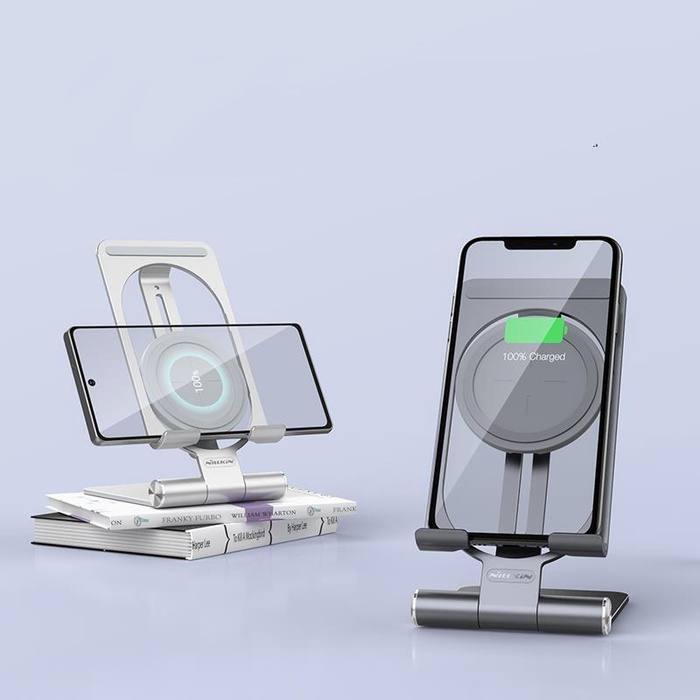 Bezprzewodowa ładowarka indukcyjna Qi z podstawką Nillkin PowerHold Mini (szara)