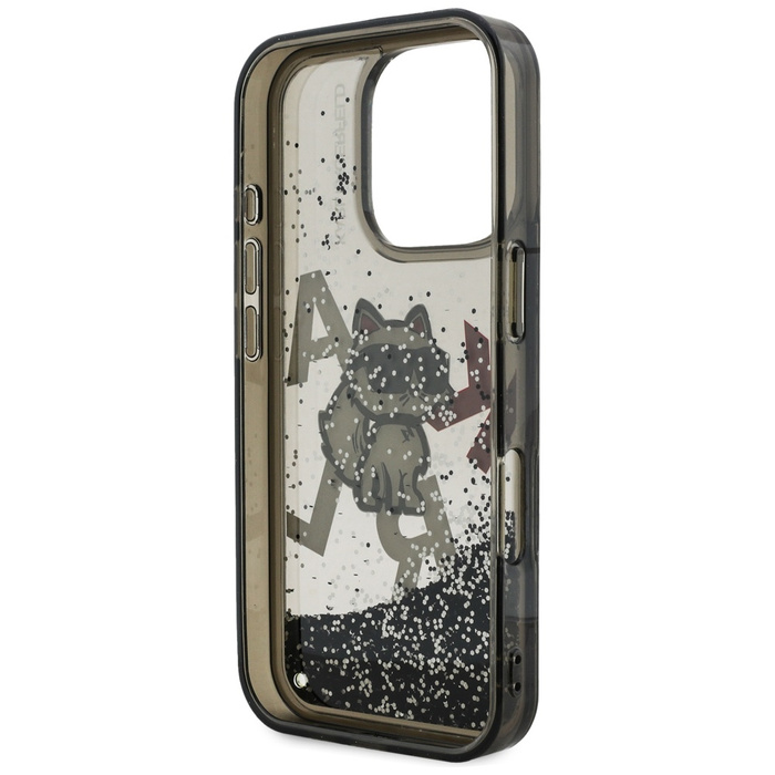 Etui Karl Lagerfeld Liquid Glitter       Choupette Logo do iPhone 16 Pro Max czarny
