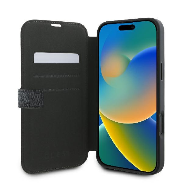Etui Guess iPhone 16 Plus 6.7" czarny/black book 4G Metal Logo