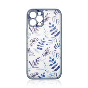 Design Case etui do iPhone 12 Pro pokrowiec w kwiaty ciemnoniebieski