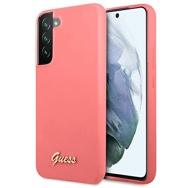 Etui GUESS Samsung Galaxy S22 Plus Silicone Script Metal Logo Fuksja Hardcase