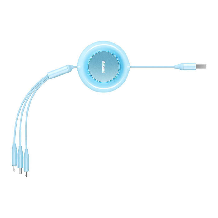 Baseus Bright Mirror 2 kabel przewód 3w1 USB Typ A - micro USB + Lightning + USB Typ C 3.5A 1.1m błękitny (CAMJ010017)