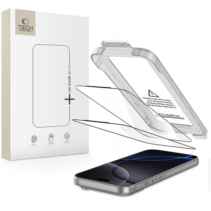 SZKŁO HARTOWANE TECH-PROTECT IPHONE 17 PRO MAX QUICK SET+ 2-PACK BLACK