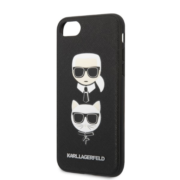 Etui KARL LAGERFELD Apple iPhone 7 8 SE 2020 SE 2022 Saffiano Ikonik Karl&Choupette Head Czarny Hardcase