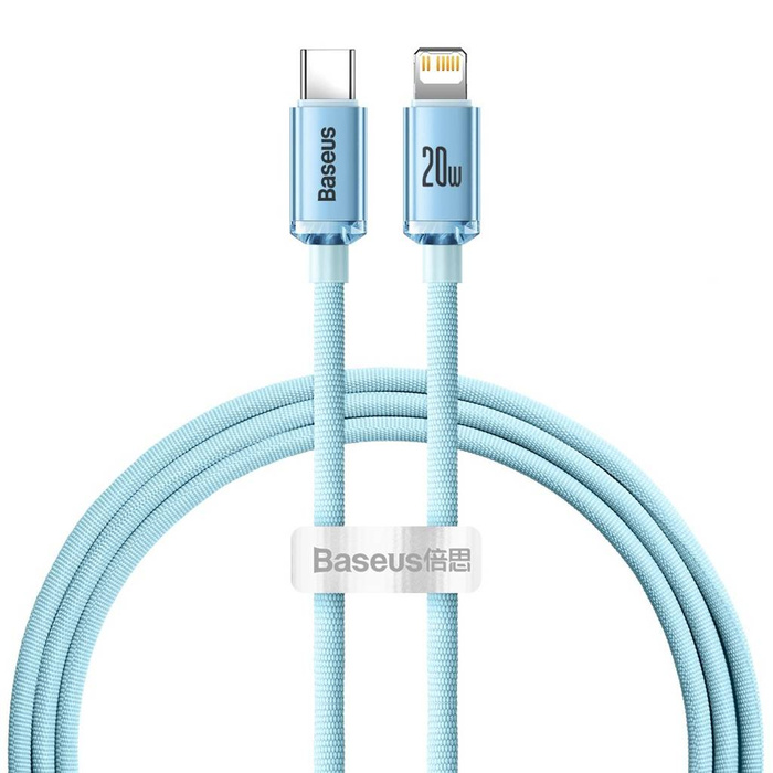 Baseus Crystal Shine Series kabel USB Typ C - Lightning szybkie ładowanie Power Delivery 20W 1,2m niebieski (CAJY001303)